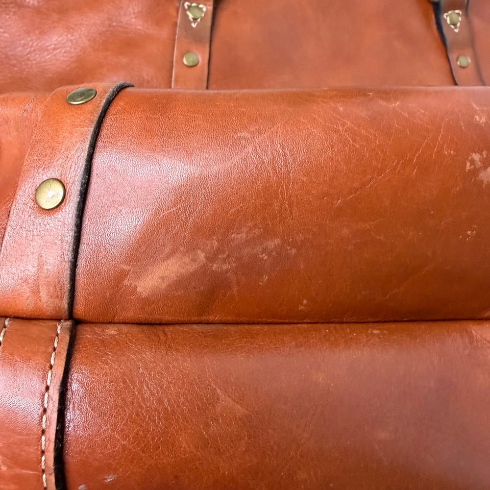 Patricia Nash Benvenuto Tote Bag Cognac Leather Studded Brass Heritage Academia - Picture 14 of 16